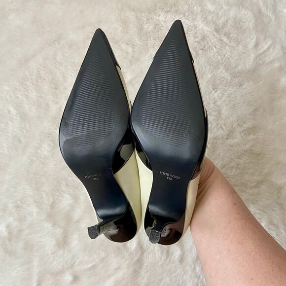 Nine West Black & Cream Leather Heels - Picture 4 of 9